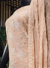 Royal Fashions Embroidered Chiffon Unstitched 2 Piece Suit - ET2514 Pink